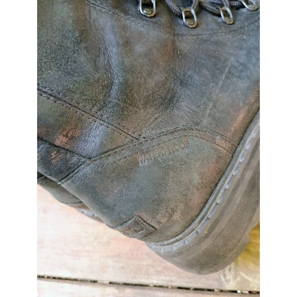 Sorel Women’s Lennox Lace-up Moto Combat Boots, Black Waterproof Leather Size 11
